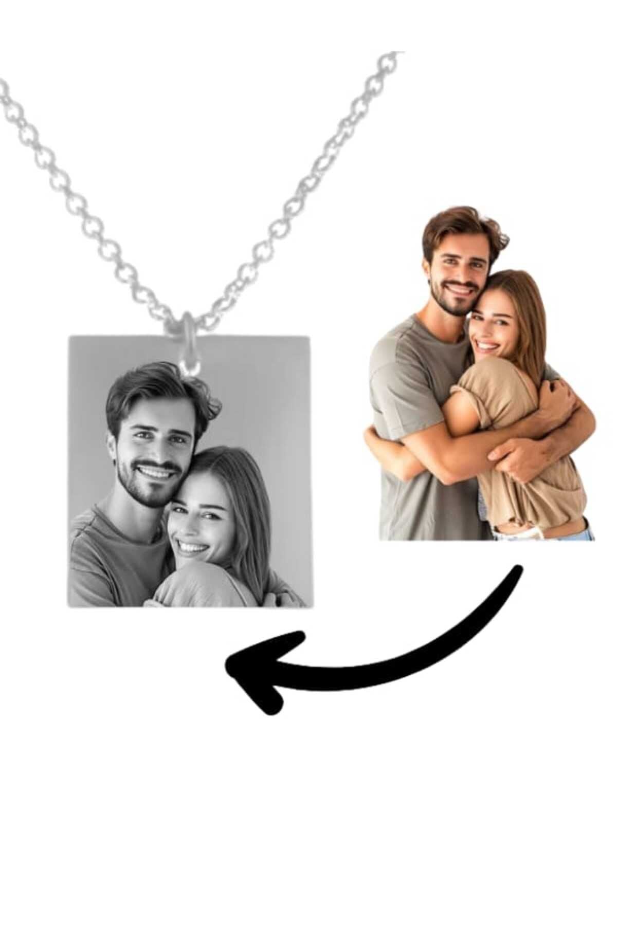 Kişiye Özel Resimli Çelik Kare Kolye