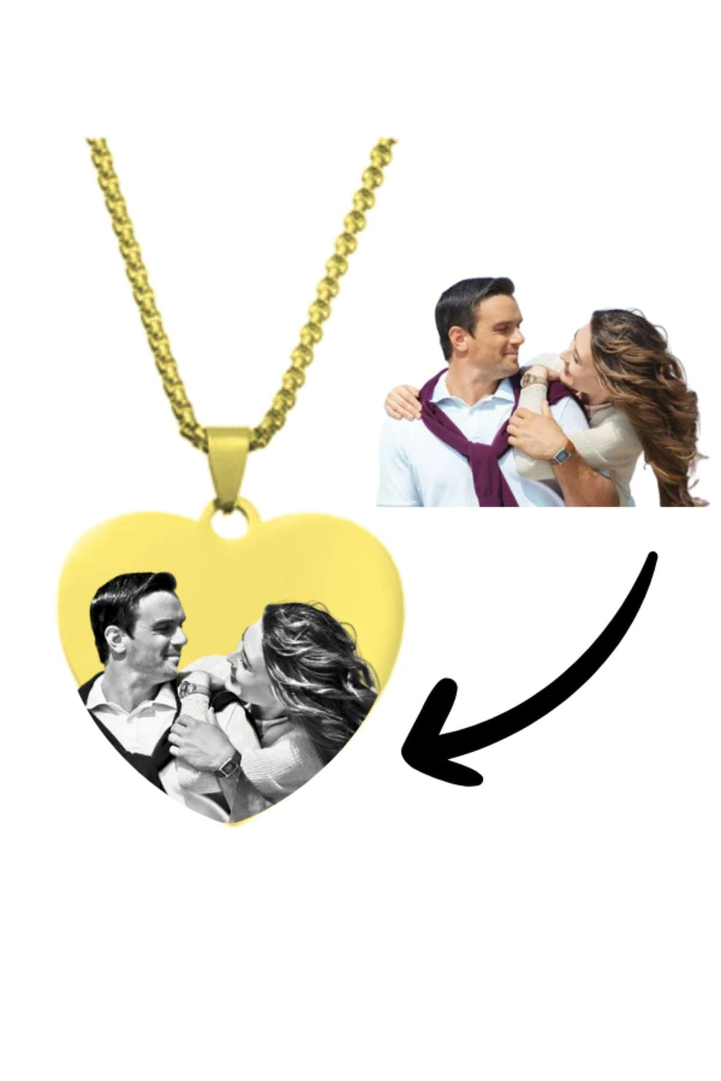 Kişiye Özel Kalp'li Lazer Çizim Kolye
