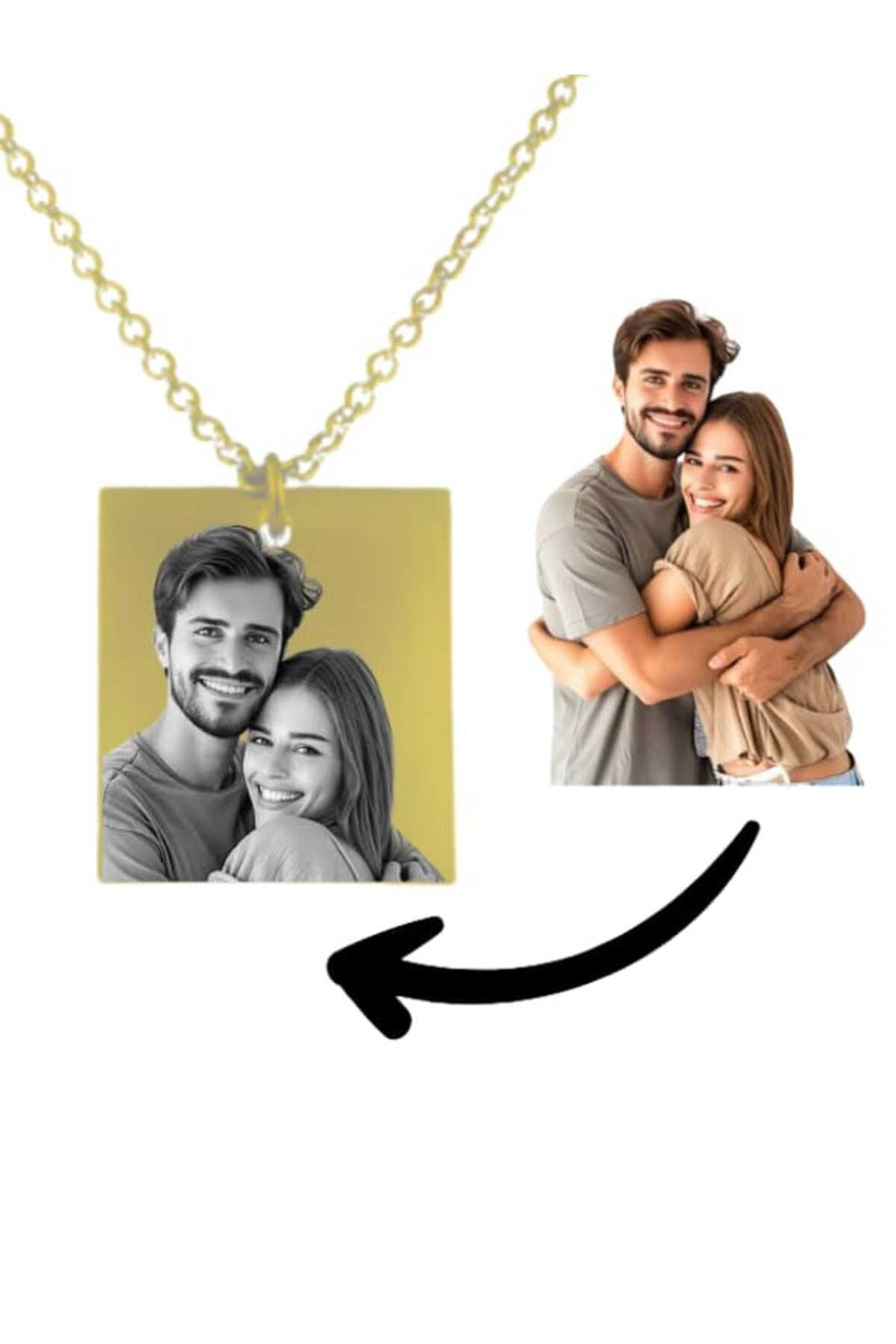 Kişiye Özel Resimli Çelik Kare Kolye