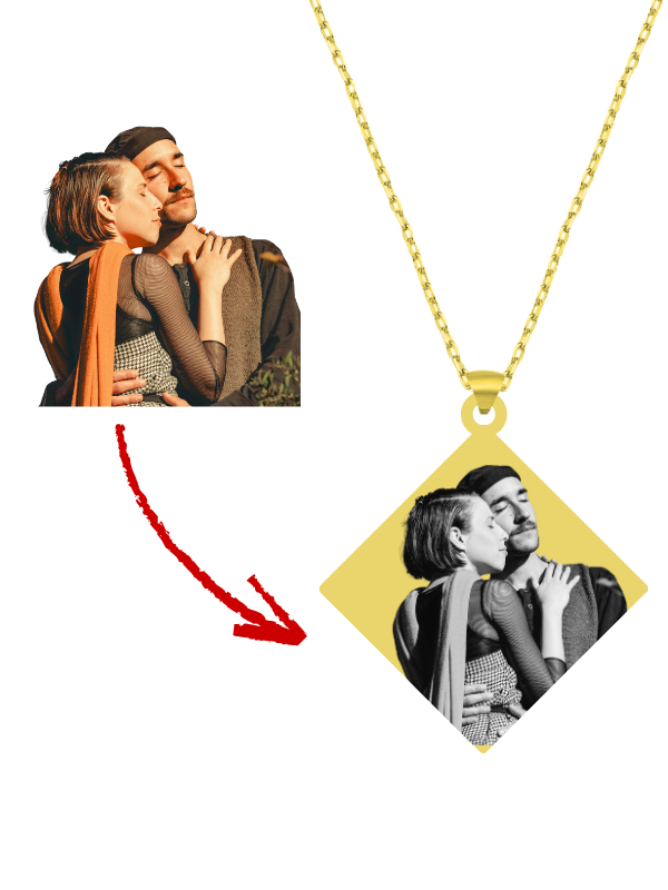 Kişiye Özel Lazer İşleme Dörtgen Kolye