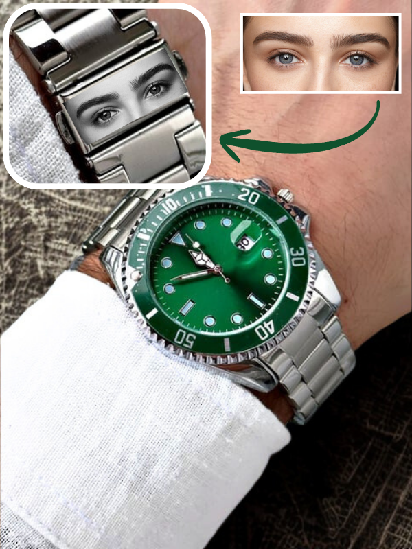 Kişiye Özel Resim İşlemeli Çelik Erkek Saati