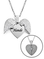 Kişiye Özel Zirkon Taşlı Kanatlı İsimli Kalp Kolye