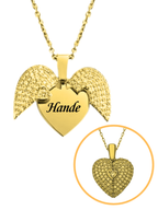 Kişiye Özel Zirkon Taşlı Kanatlı İsimli Kalp Kolye