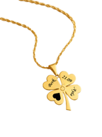 Kişiye Özel Yazılı 4 Yapraklı Yonca Kolye