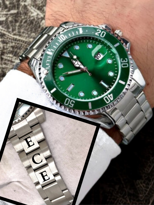 Kordona İsim Yazılı Çelik Erkek Saati