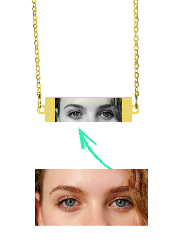 Kişiye Özel Lazer İşleme Göz Resimli Dikdörtgen Kolye