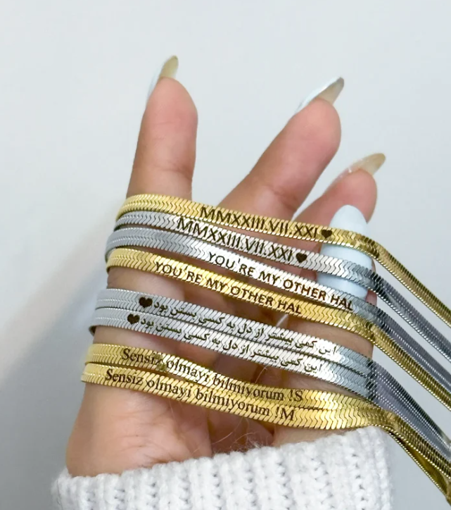 Kişiye Özel Yazılı İtalyan Bileklik